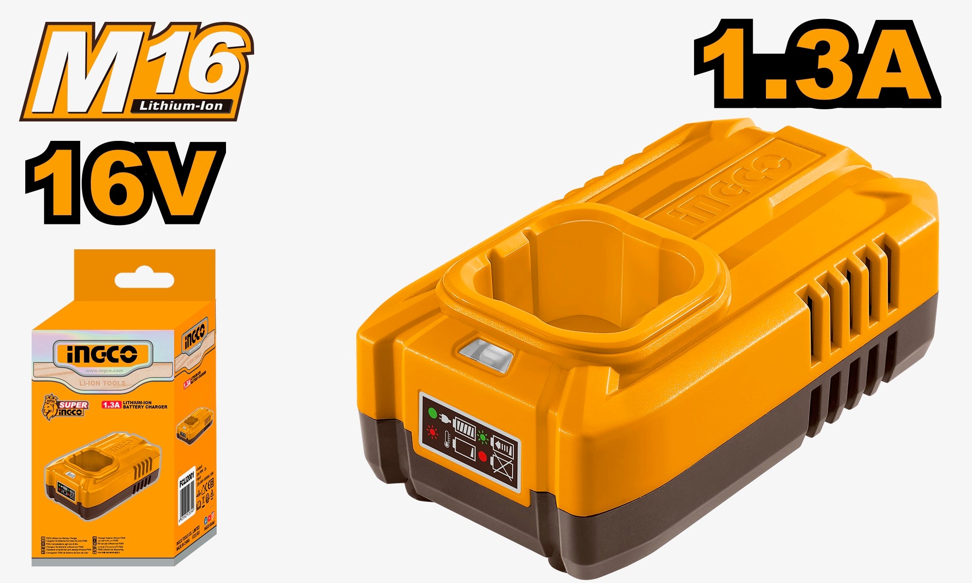 INGCO 16V Li-Ion Battery Charger – 1.3A Fast & Safe Charging for INGCO 16V Batteries