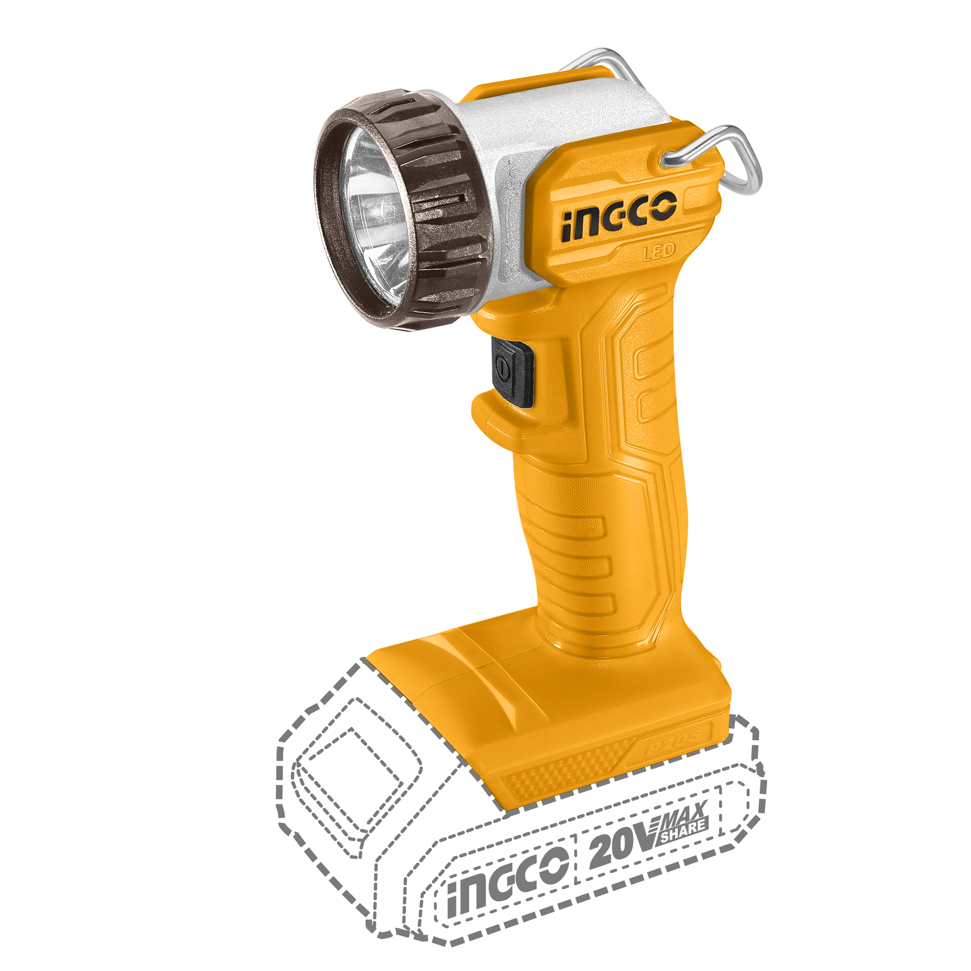 INGCO Work Lamp 270 Lumens - Cordless 20V (P20S) (Body Only)