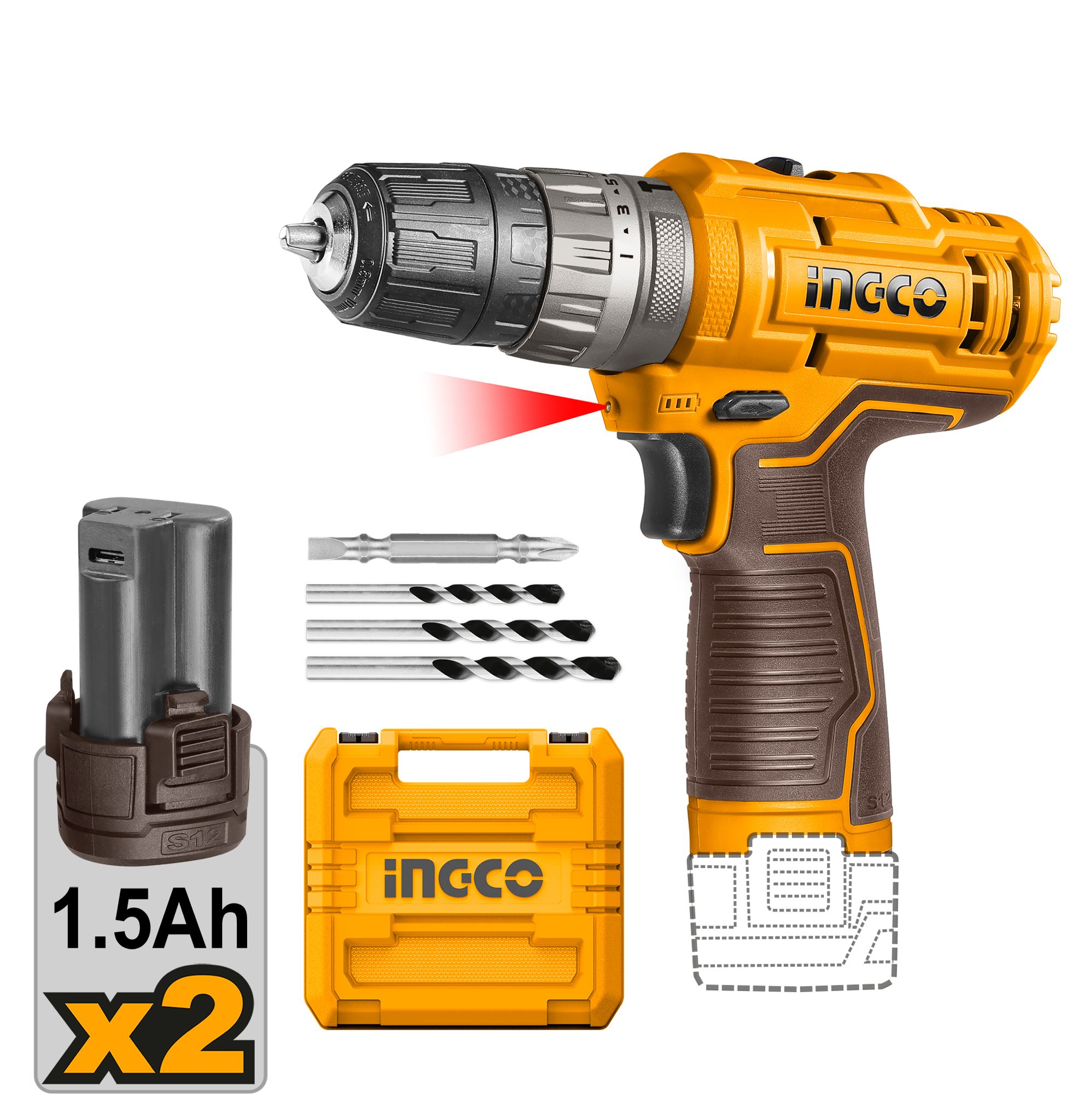 INGCO Impact Drill Cordless 16V Brushless Lightweight
