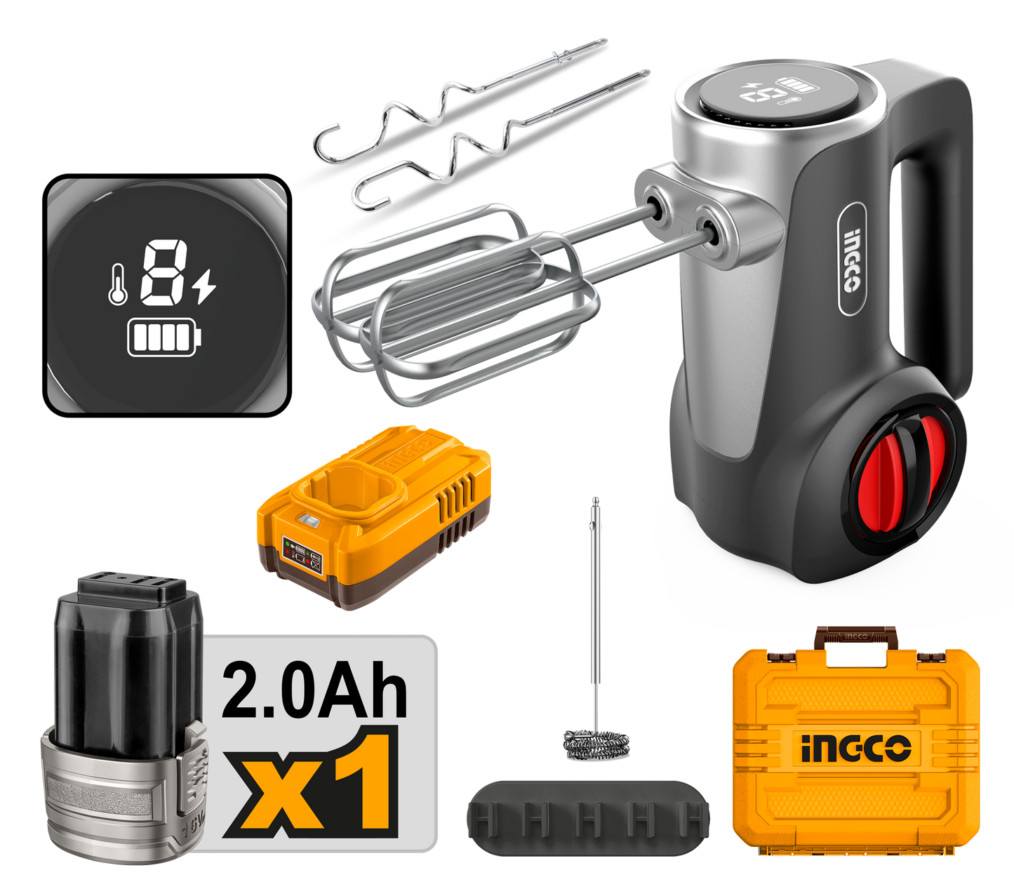 INGCO 125w Cordless Kitchen Hand Mixer