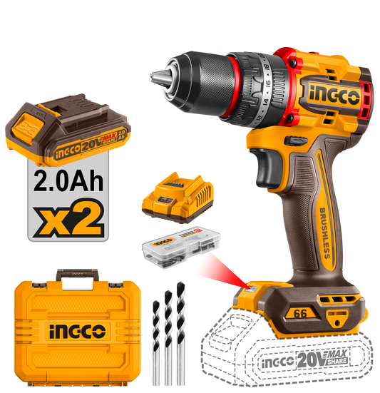 INGCO 20V Impact Compact Brushless Drill - Cordless