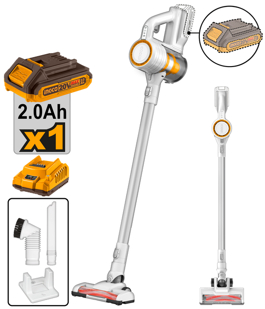 INGCO 120w Stick Vacuum cleaner - Lightweight Cordless 20V Battery