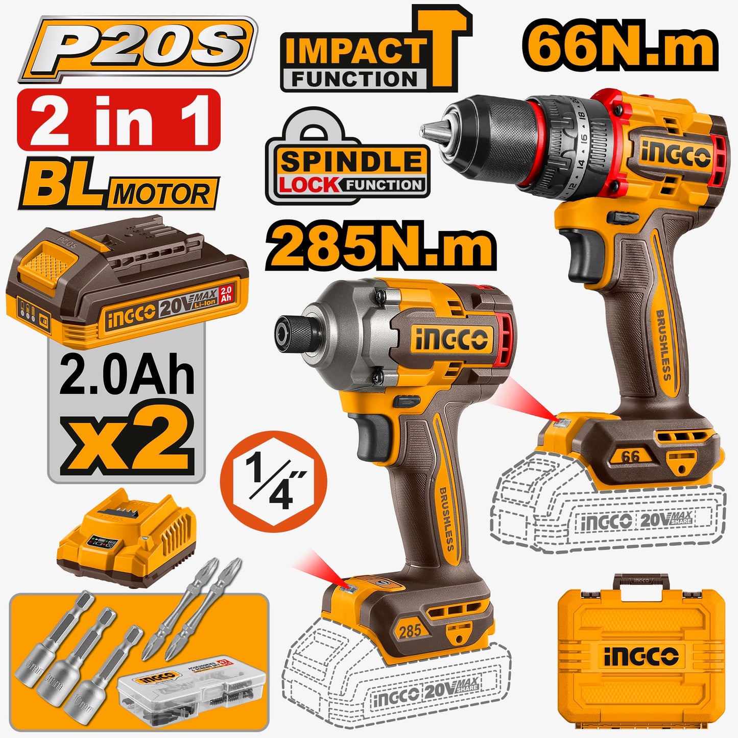 Cordless 2 pcs combo kit