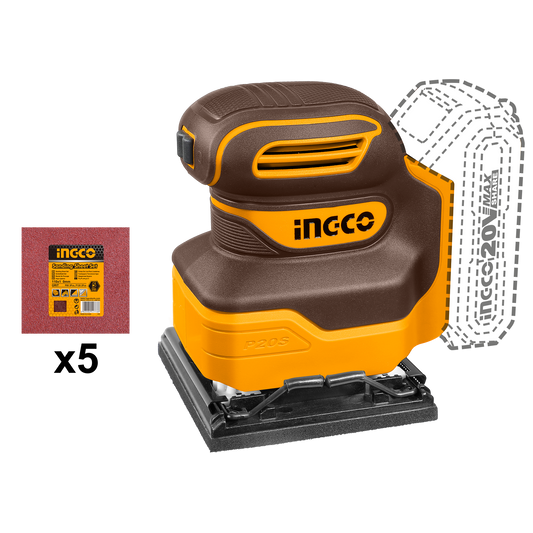 INGCO Sheet Sander 110x100mm - Cordless Battery (Body Only)