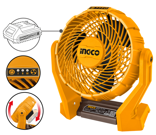 INGCO 20V 7Inch Adjustable Cordless Ankle Fan (Body Only)