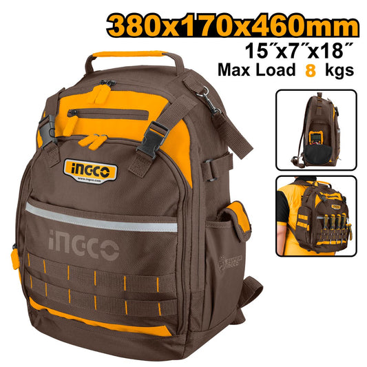 INGCO Tool Bag Backpack Industrial 8kg Load